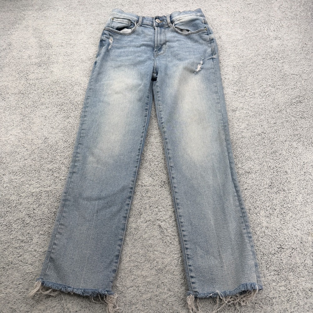 Kensie Jeans Womens 6/28 Slim Blue Light Wash Distressed Frayed Hem Vintage Lux